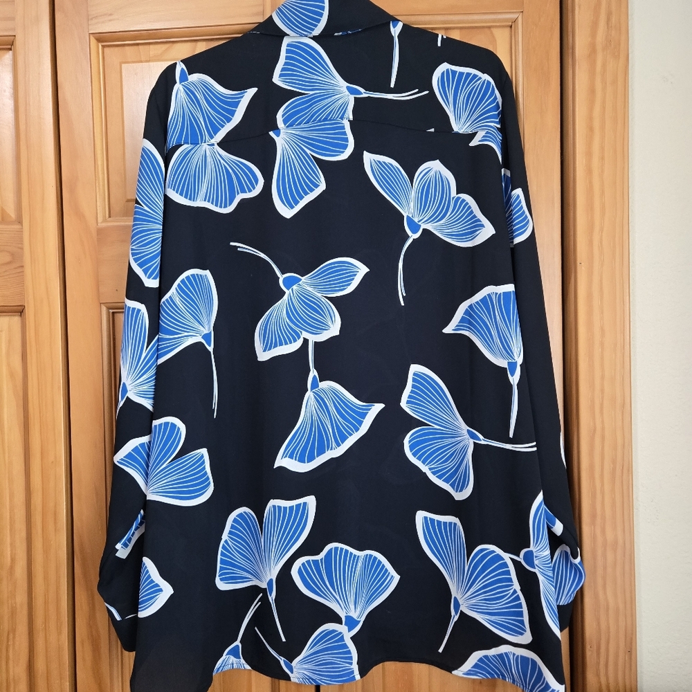 CAbi Black and Blue Butterfly Blouse - Picture 2 of 5